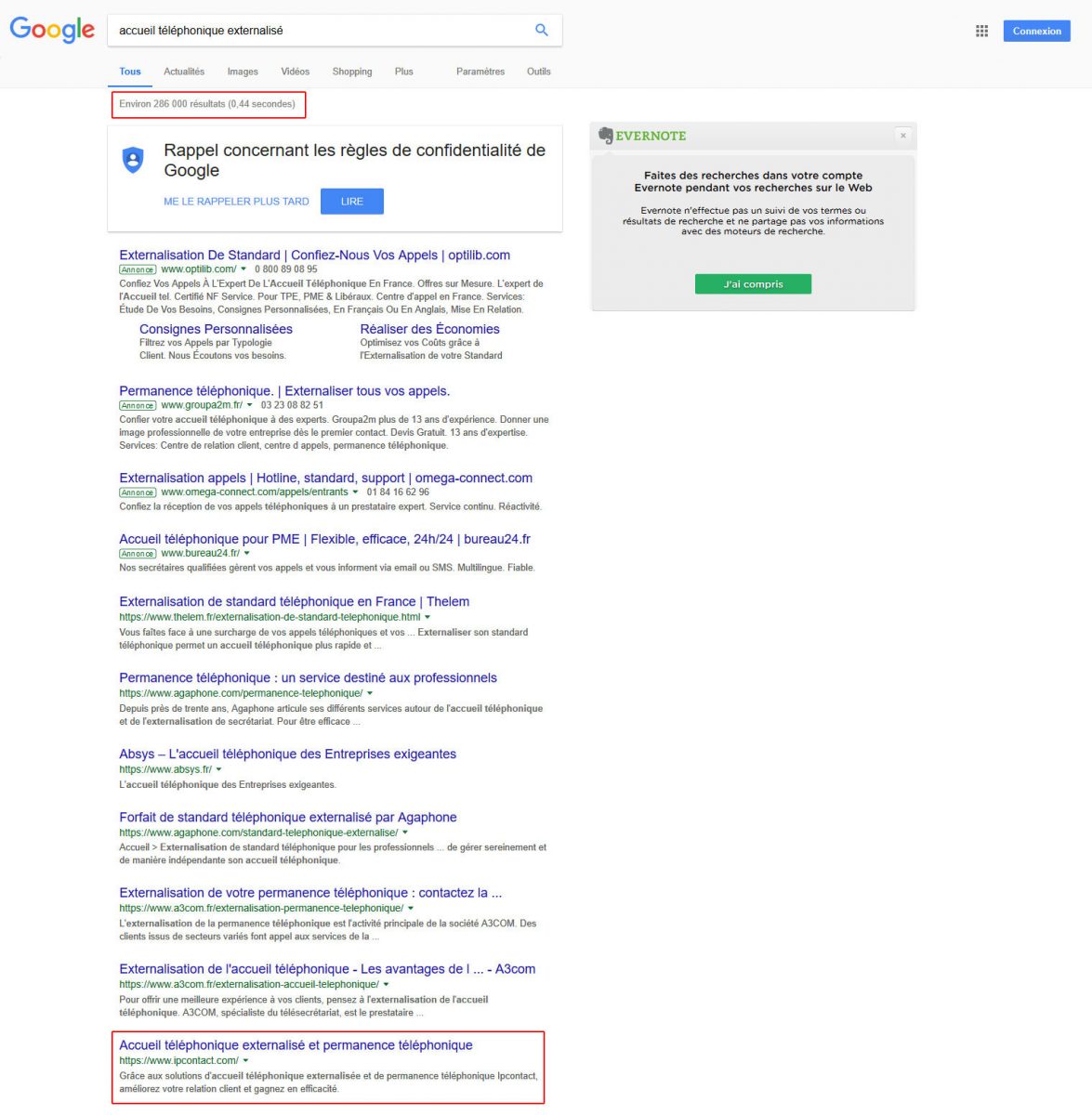 Référencement naturel Google IPContact