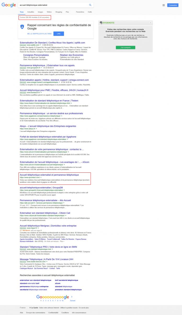 Référencement naturel Google IPContact